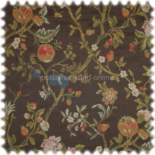 Jacquard Flachgewebe Floral M�belstoff Sakura Braun