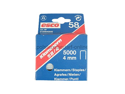 polstereibedarf-online Klammern Esco L&auml;nge 4mm Typ 58/4 5000 Stk. Stahl