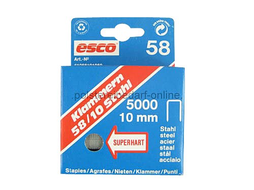 Klammern Esco L�nge 10mm Typ 58/10 5000 Stk. Superhart Stahl