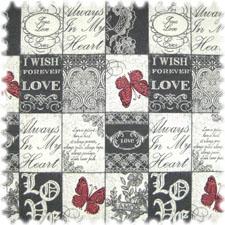 Grau-roter Patchwork Stoff