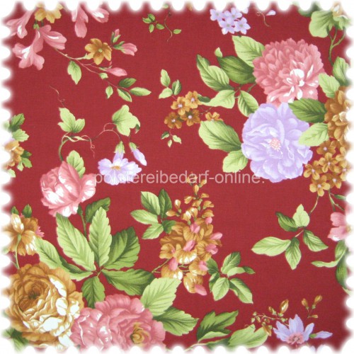 Möbelstoff Flora Little Rose Rosa in Englisch Leinen Optik 