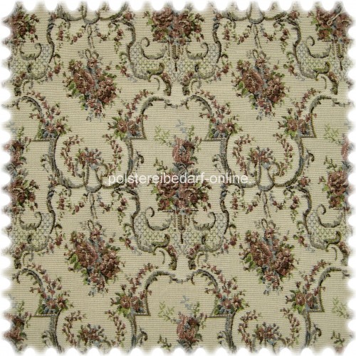 Jacquard Ornament Gobelin Möbelstoff Beethoven Beige Jacquard Ornament Gobelin Möbelstoff Beethoven Beige