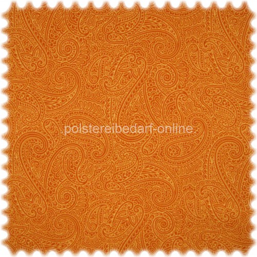 Möbelstoff mit CRYPTON® Nässeschutz mit klassischem Paisley Muster Orange / Gelb