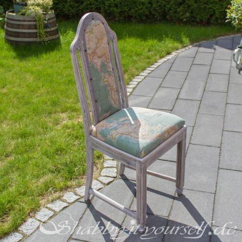 Stuhl polstern im Shabby Chic nachher
